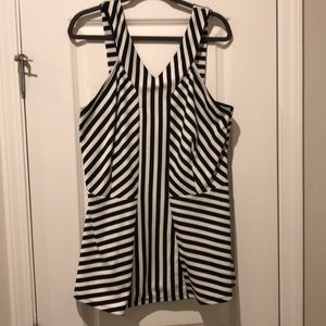 Black and white striped peplum top